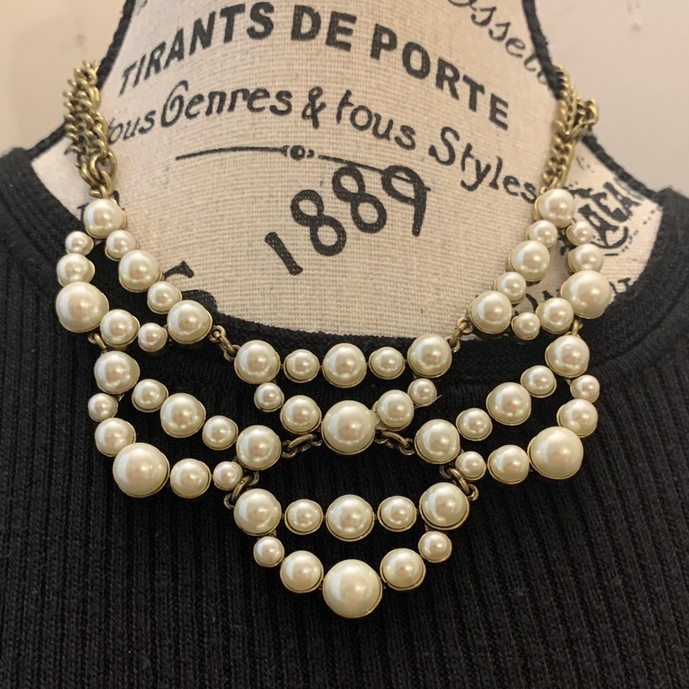 vintage antique gold Pearl bib statement necklace. RARE & VTG